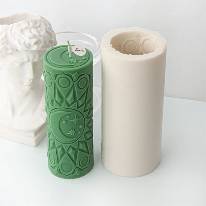 Cylinderical Relief Pattern Candle Mould Silicone