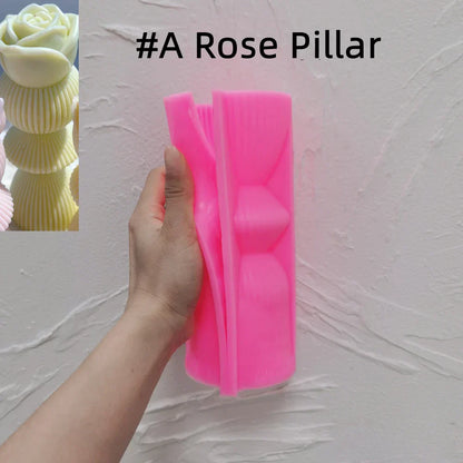 Lotus Flower Ribbed Pillar Candle Mould