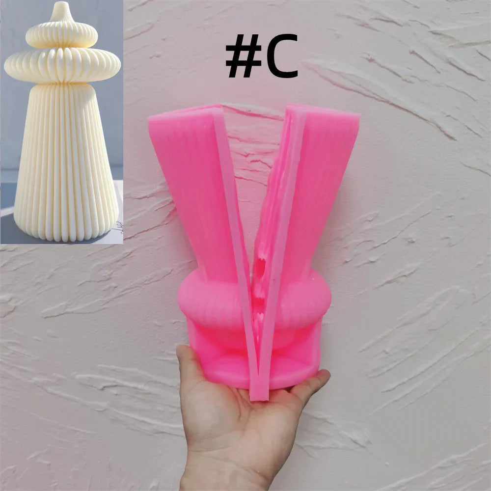 Cylindrical Striped Pillar Candle Mould