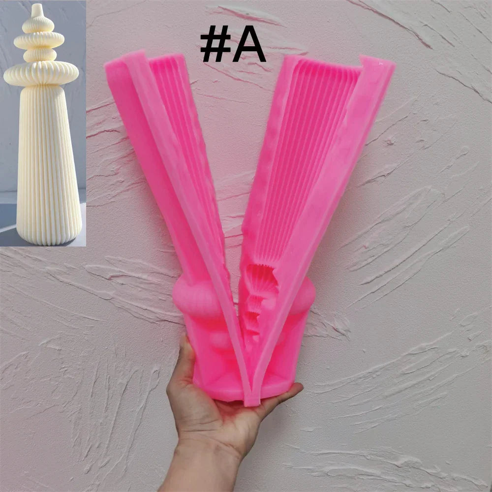 Cylindrical Striped Pillar Candle Mould