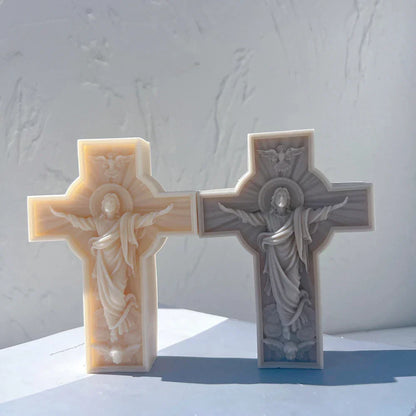 Jesus Statue Cross Candle Mould Silicone