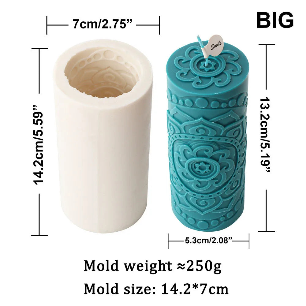 Cylinderical Relief Pattern Candle Mould Silicone