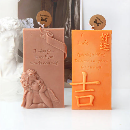 Luck Angel Slogan Letter Silicone Candle Mould