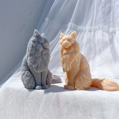 Sitting Norwegian Forest Cat Silicone Candle Mould