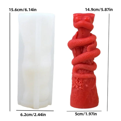 Snake Wrapped Women Body Pillar Silicone Candle Mould