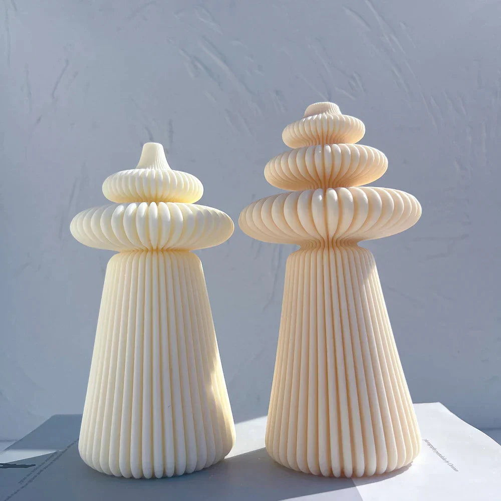 Cylindrical Striped Pillar Candle Mould
