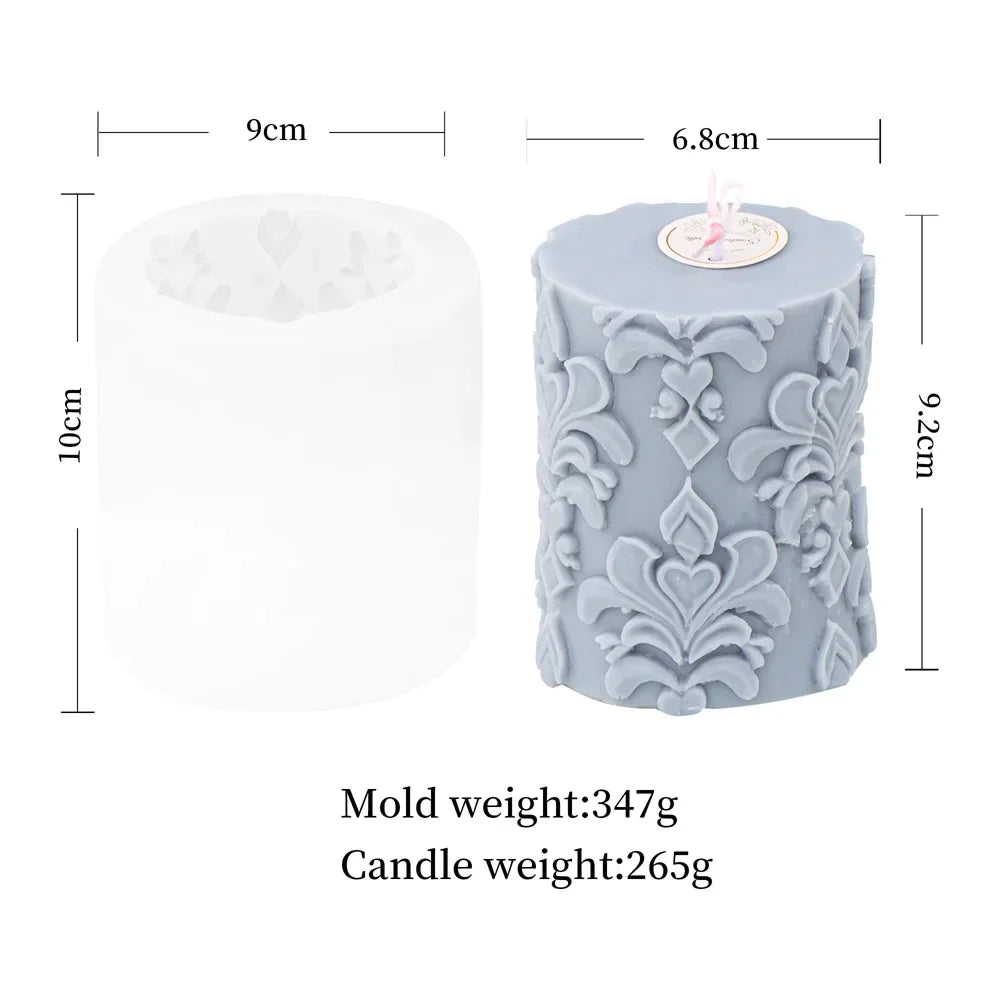 Vintage Embossed Column Cylinder Candle Moulds