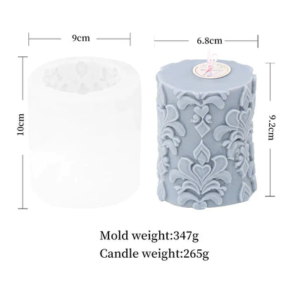 Vintage Embossed Column Cylinder Candle Moulds