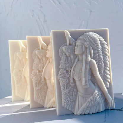 Ameican Indian Hunter Woman Candle Mould
