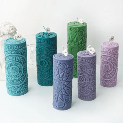 Cylinderical Relief Pattern Candle Mould Silicone