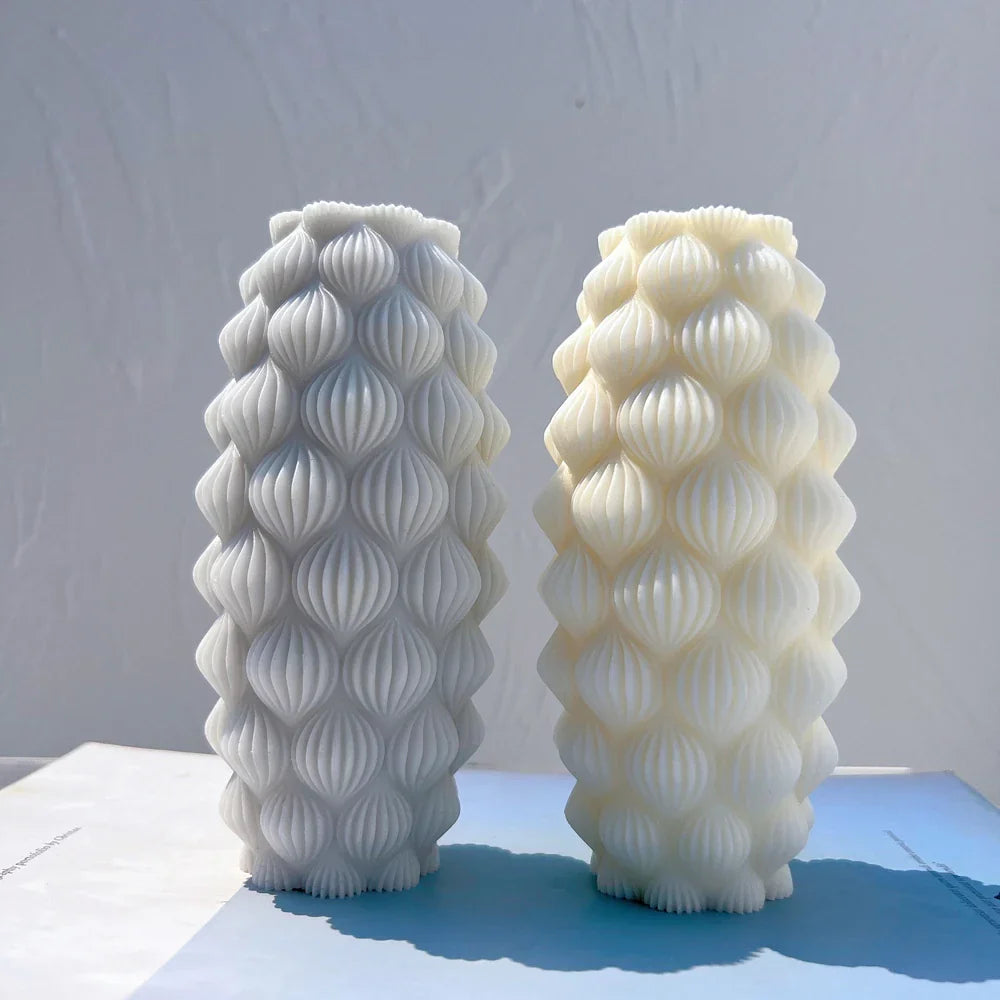 Ribbed Pillar Raindrop Candle Mould