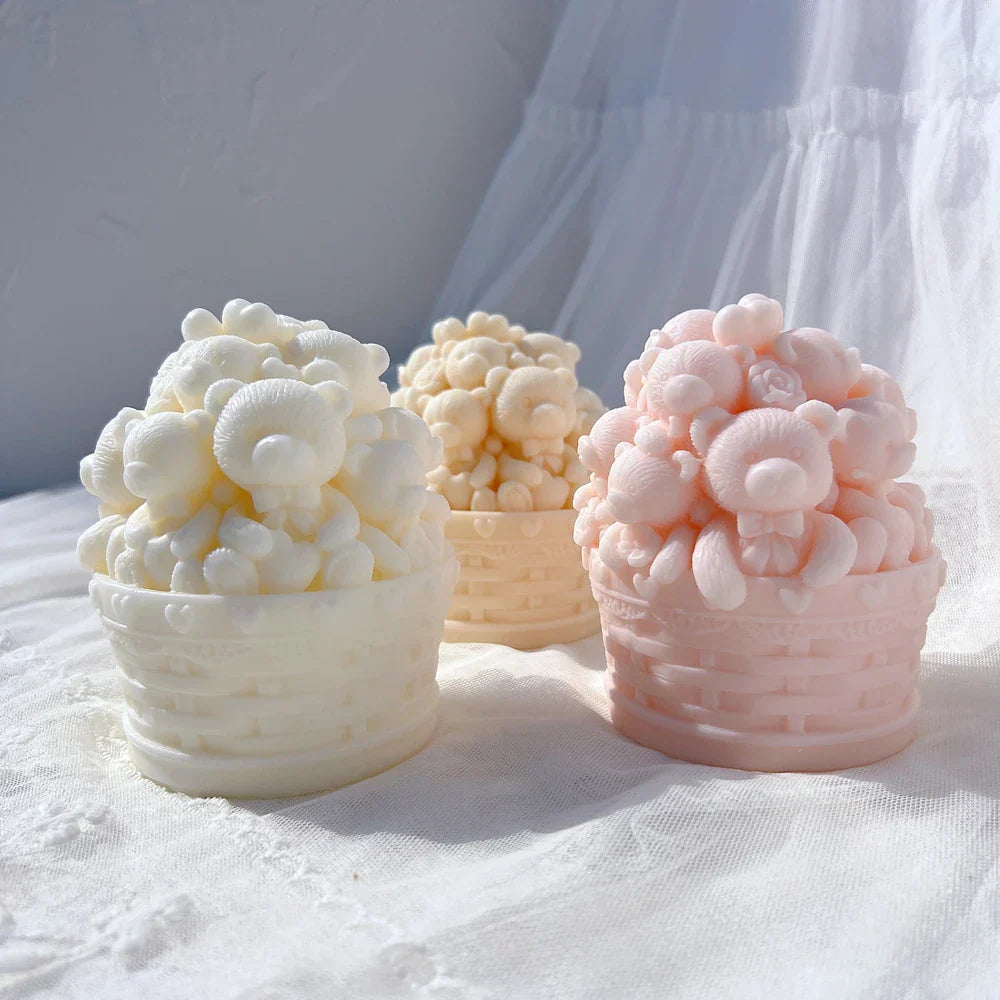 Cute Bear Basket Candle Mould