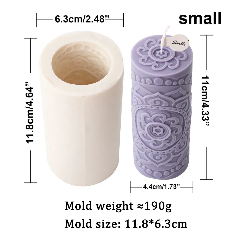 Cylinderical Relief Pattern Candle Mould Silicone