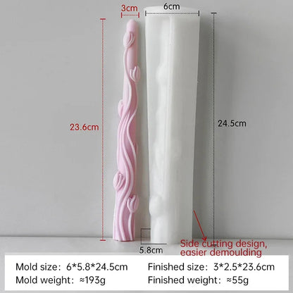 Flowers Pattern Candle Stick Silicone Mould