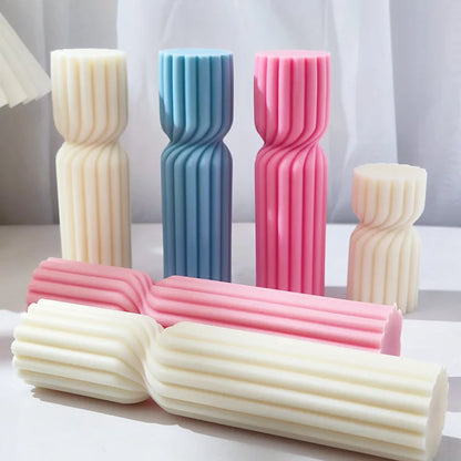 Cylindrical Stripe Pillar Candle Mould