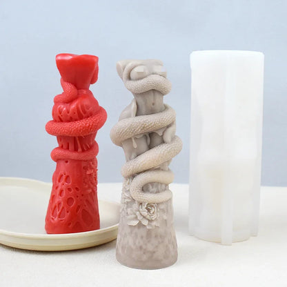 Snake Wrapped Women Body Pillar Silicone Candle Mould