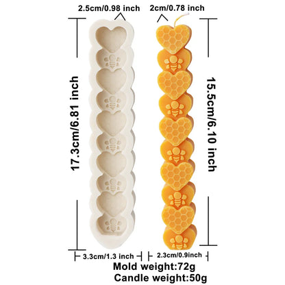 Honeycomb Flower Bee Long Pillar Candle Silicone Mould