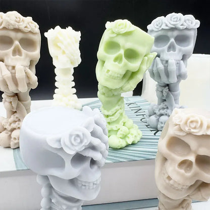 Halloween Skull Rose Candle Mould