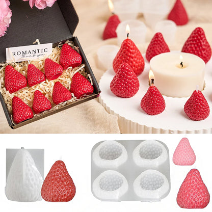Strawberry Shaped Silicone Candle Mould 4PCS/1PC S/M/L