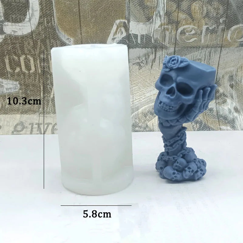 Halloween Skull Rose Candle Mould