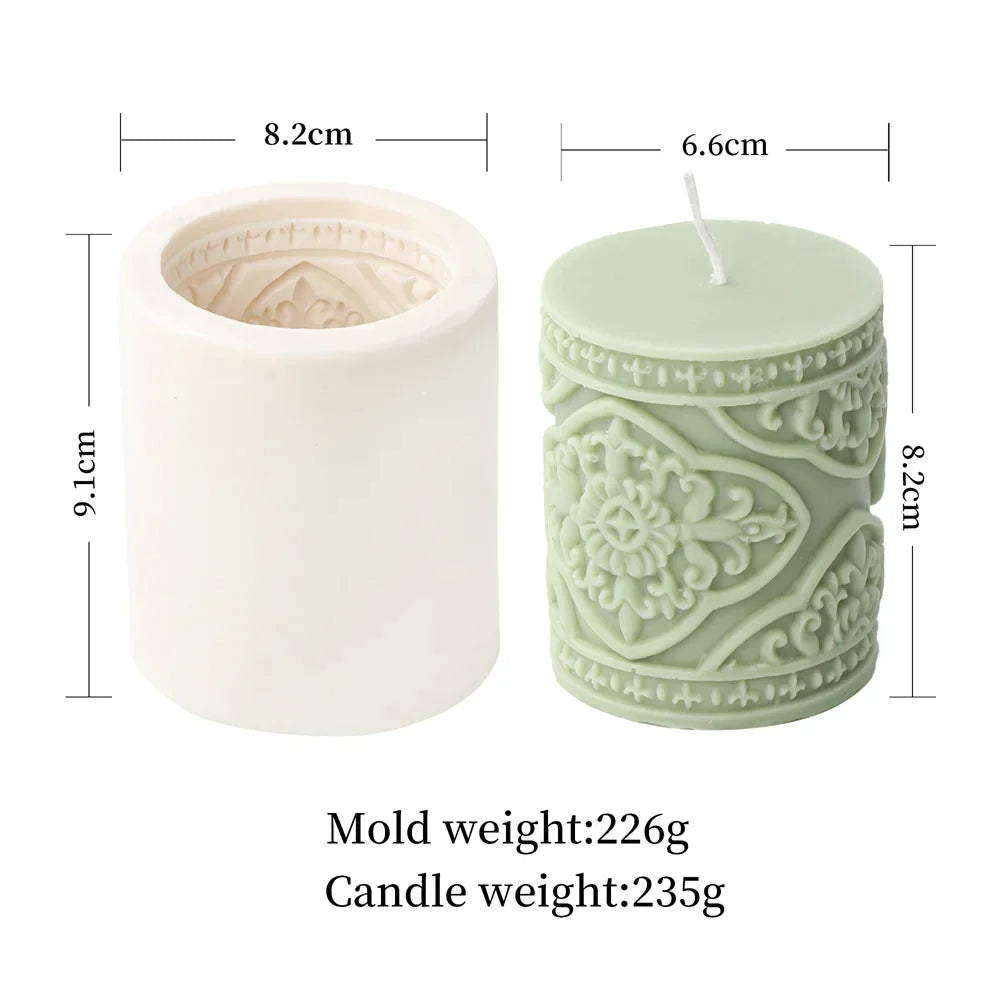 Vintage Embossed Column Cylinder Candle Moulds