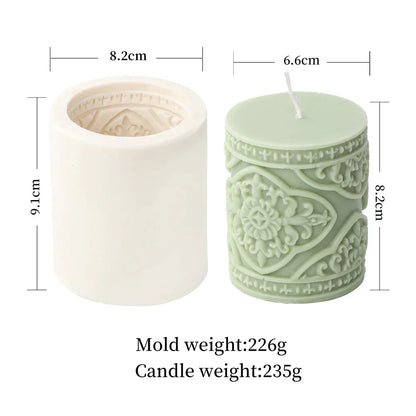 Vintage Embossed Column Cylinder Candle Moulds