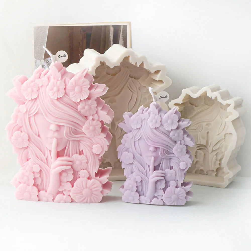 Flower Goddess Portrait Candle Silicone Mould