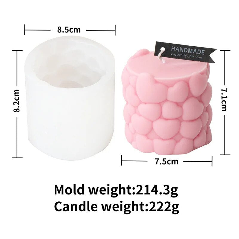 Romantic Heart Column Candle Mould