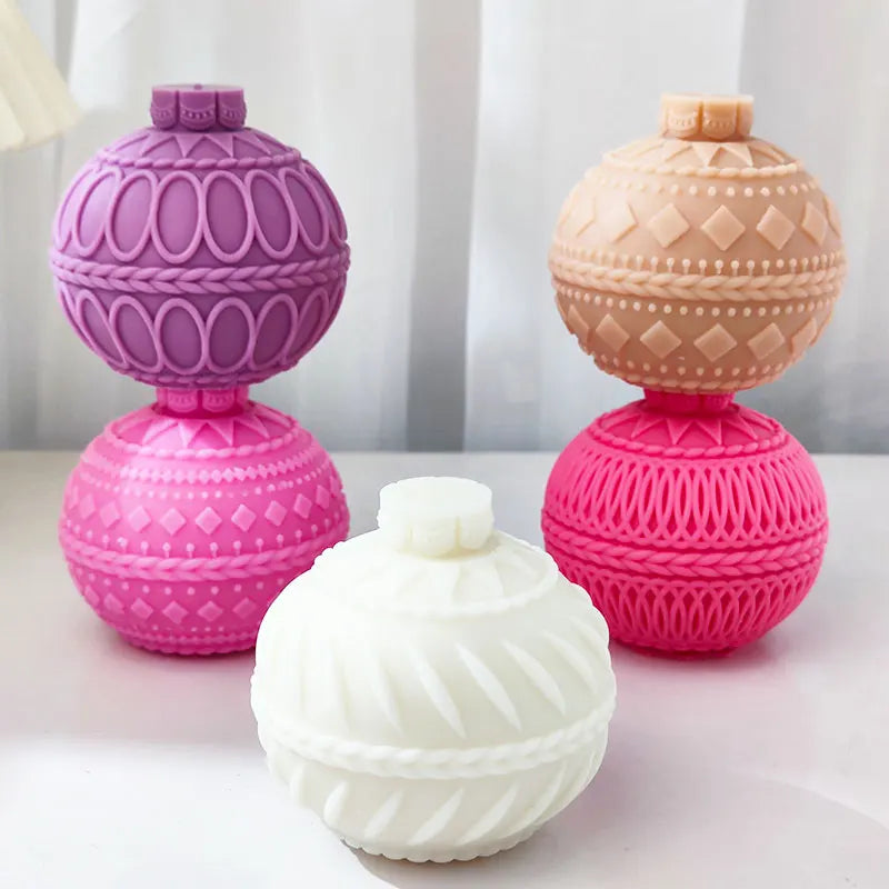 Rococo-style Linear Ball Baubles Candle Mould