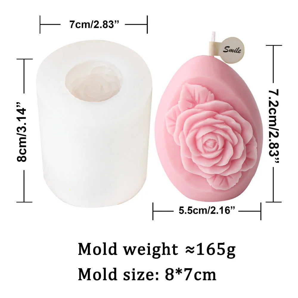 Rose Flower Pattern Egg Shape Candle Silicone Mould
