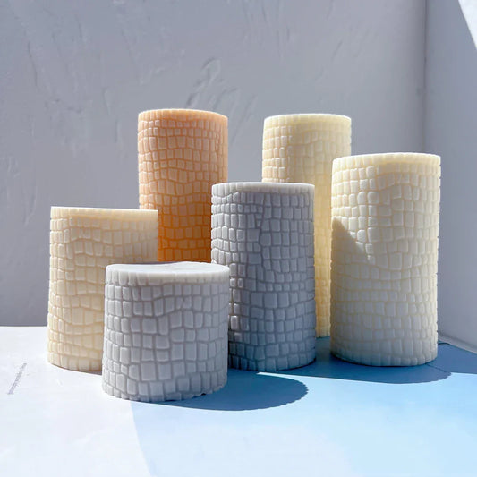 Paving Texture Pillar Candle Silicone Mould