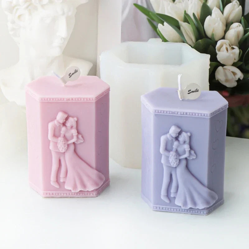 Embossed Married Couple Silicone Candle Mould