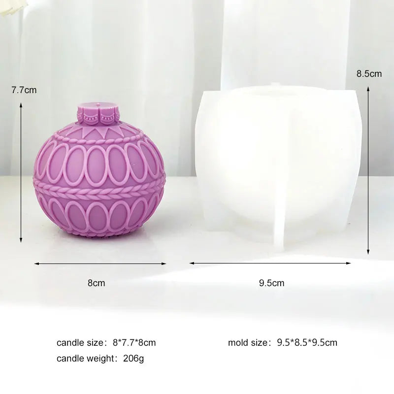 Rococo-style Linear Ball Baubles Candle Mould
