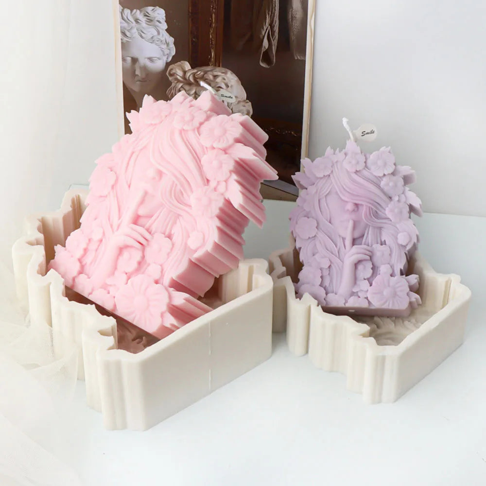 Flower Goddess Portrait Candle Silicone Mould