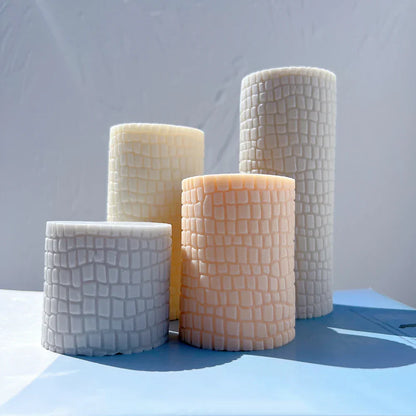 Paving Texture Pillar Candle Silicone Mould