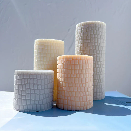 Paving Texture Pillar Candle Silicone Mould