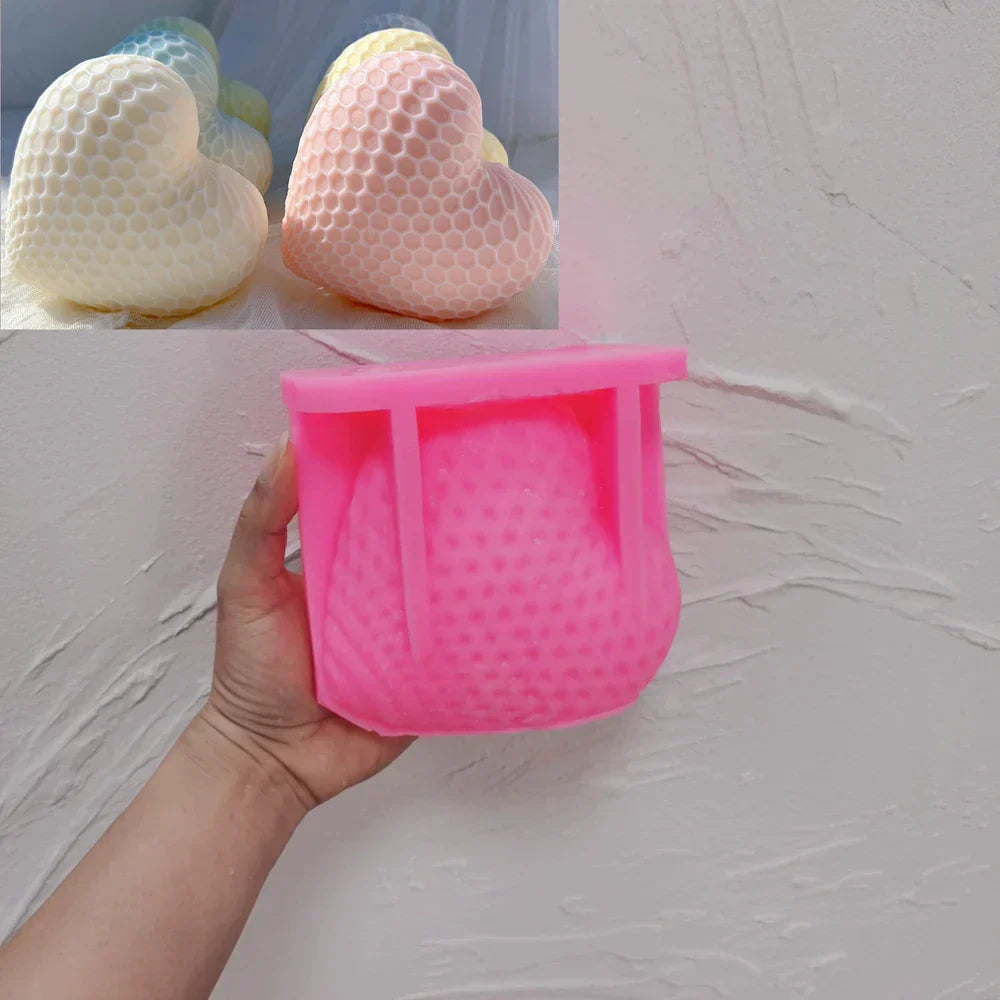 Honeycomb Pattern Heart Shape Candle Mould