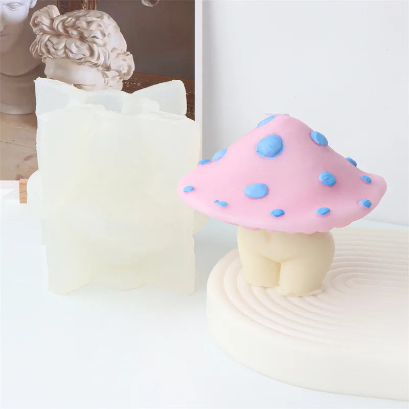 Mushroom Top and Halfbody Bottom Silicone Candle Mould