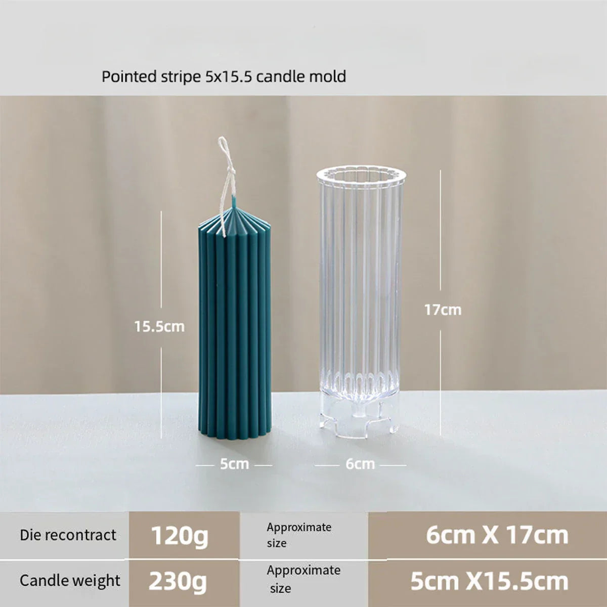 Classic Striped Pillar Candle Mould