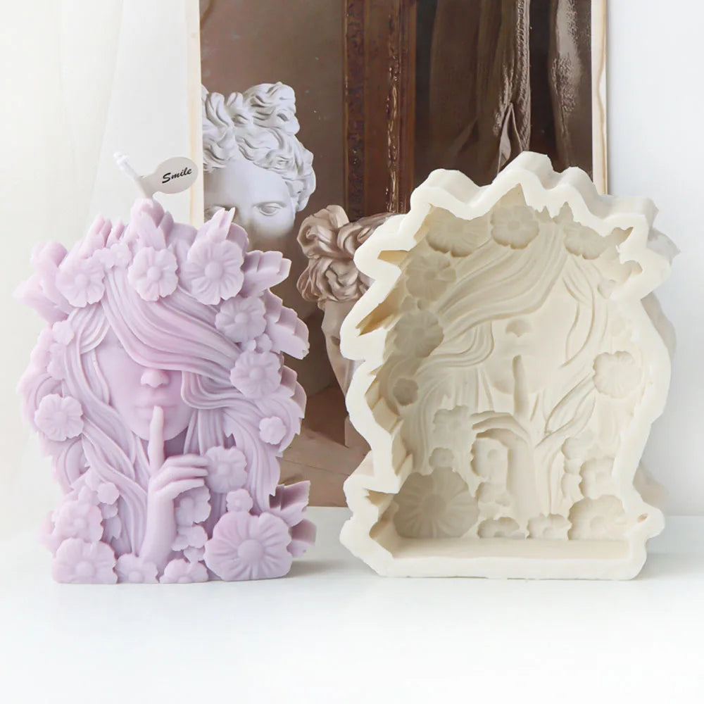 Flower Goddess Portrait Candle Silicone Mould