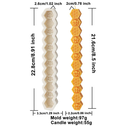 Honeycomb Flower Bee Long Pillar Candle Silicone Mould
