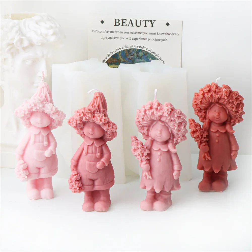Lavender Hat Boy and Girl Candle Silicone Mould
