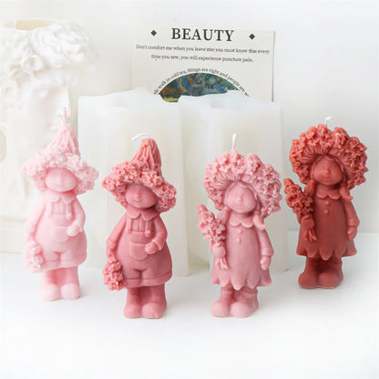 Lavender Hat Boy and Girl Candle Silicone Mould