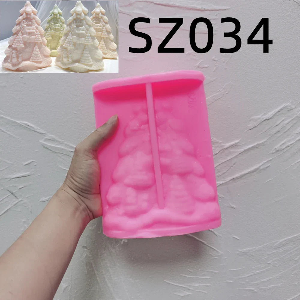 15CM Details Christmas Tree Silicone Candle Mould