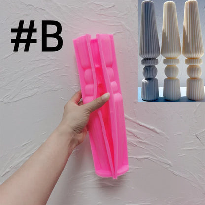 Geometric Abstract Decorative Striped Tall Candle Silicone Mould