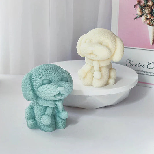 Adorable Scarf Wearing Dog Candle Mould