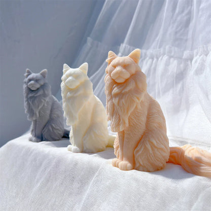 Sitting Norwegian Forest Cat Silicone Candle Mould