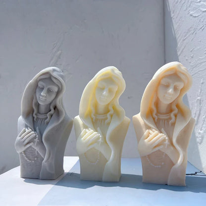 Praying Virgin Mary Sculpture Silicone Candle Mould