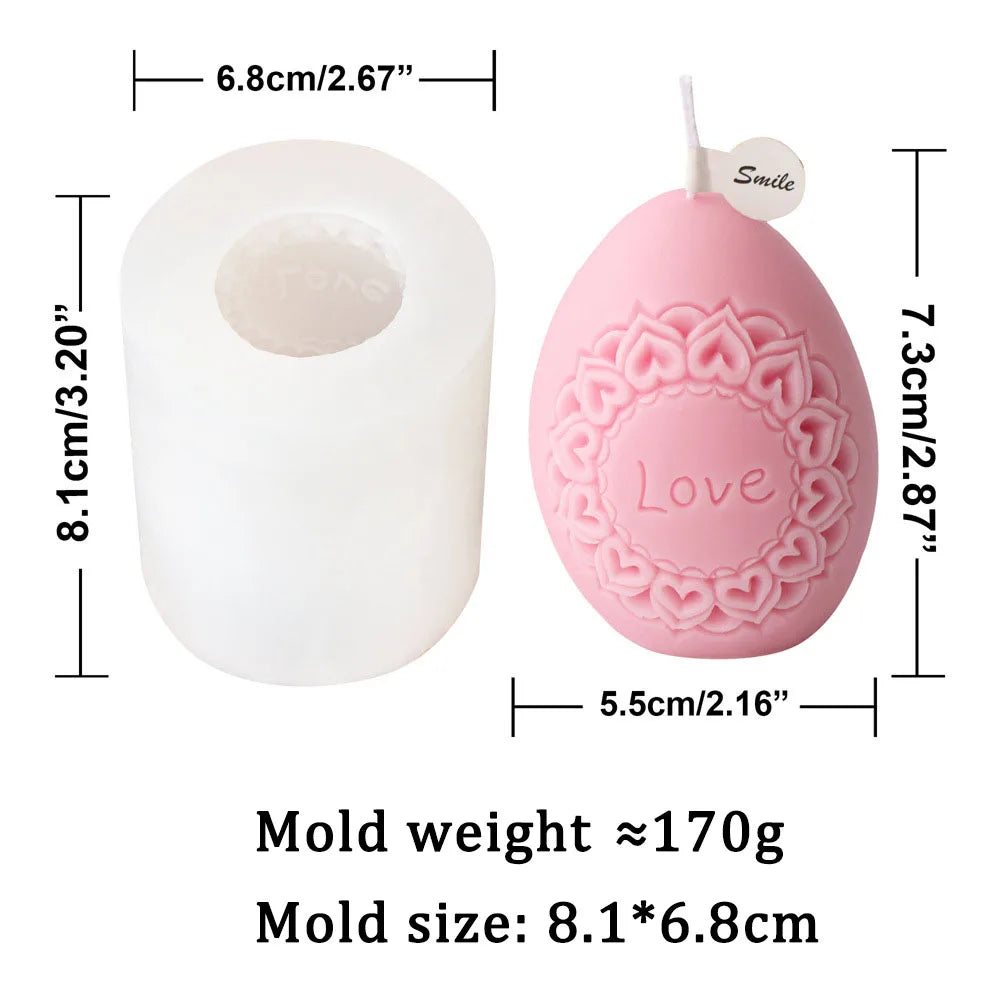 Rose Flower Pattern Egg Shape Candle Silicone Mould