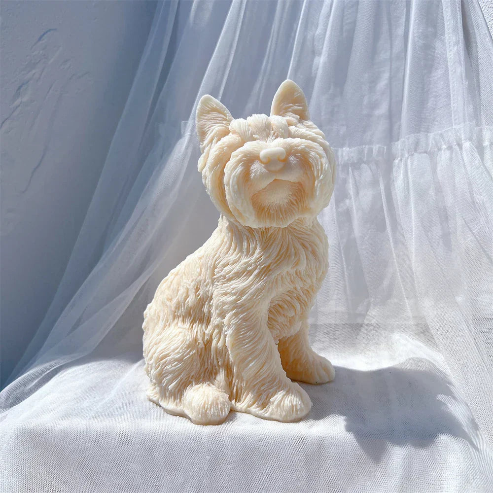 Yorkshire Terrier Dog Statue Candle Silicone Mould